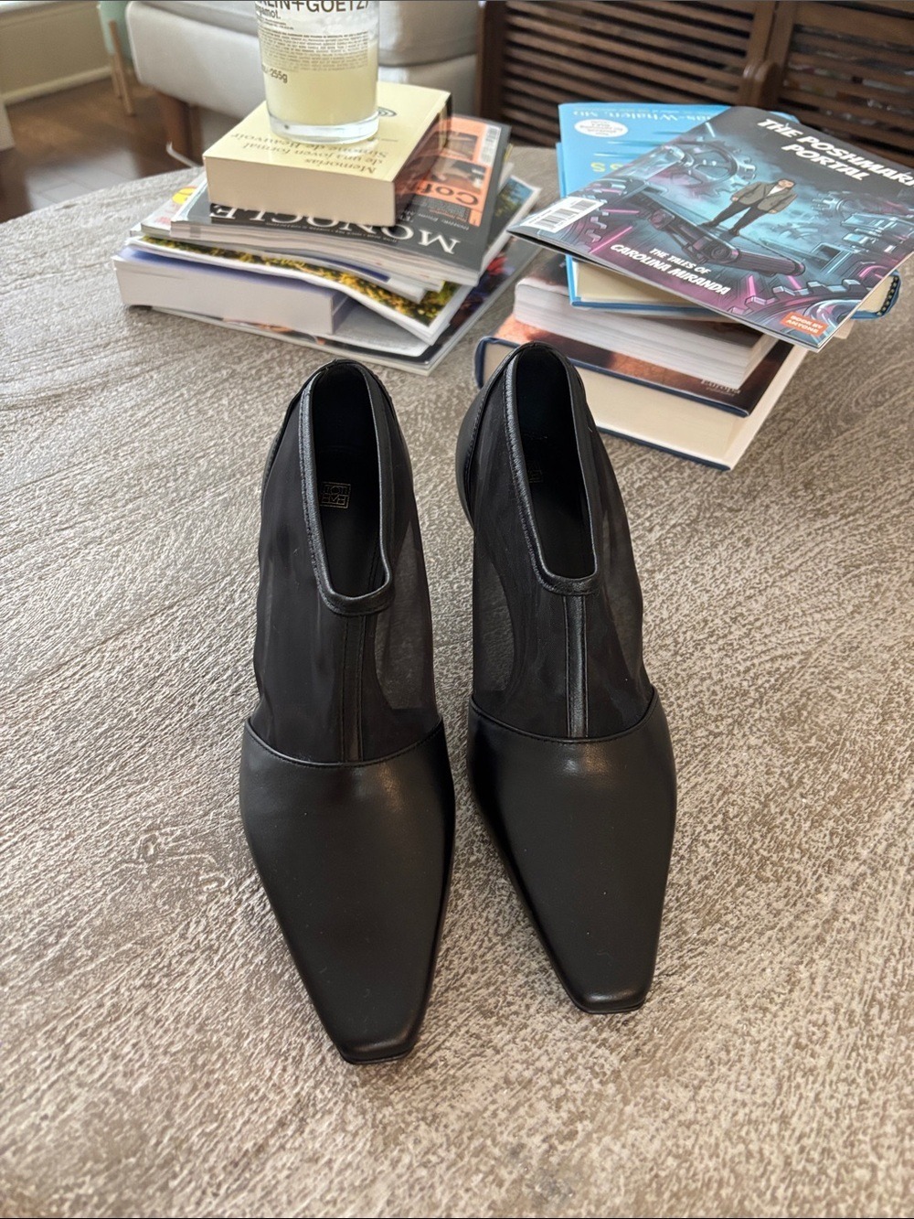 Toteme Black Leather Pointed Toe Heeled Ankle Boots